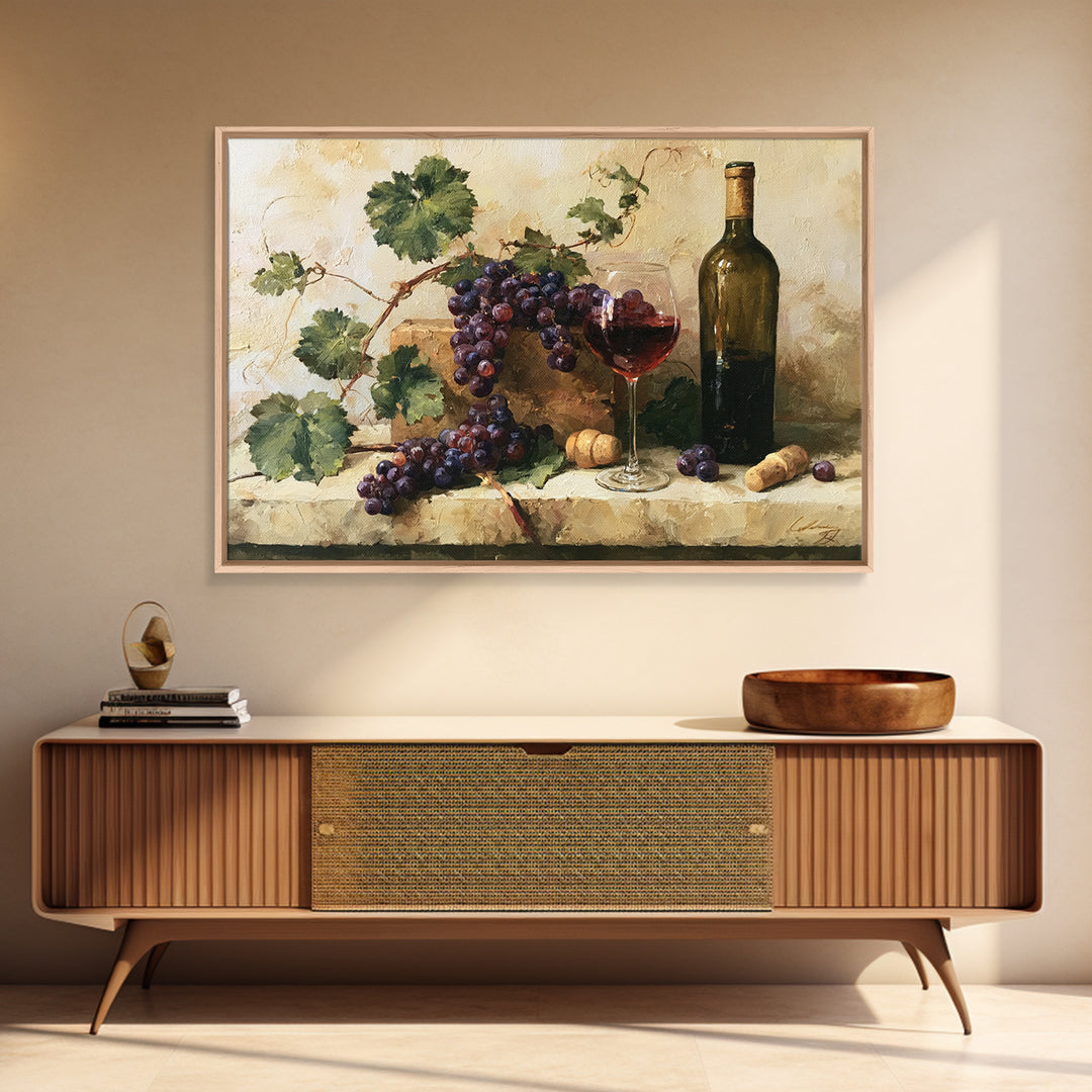 Botanical Grapevine with Leaves and Fruit Canvas Print, Dining Room Art, Set of 3 Prints, Dining Room Decor, Dining, DRA-3x2-97