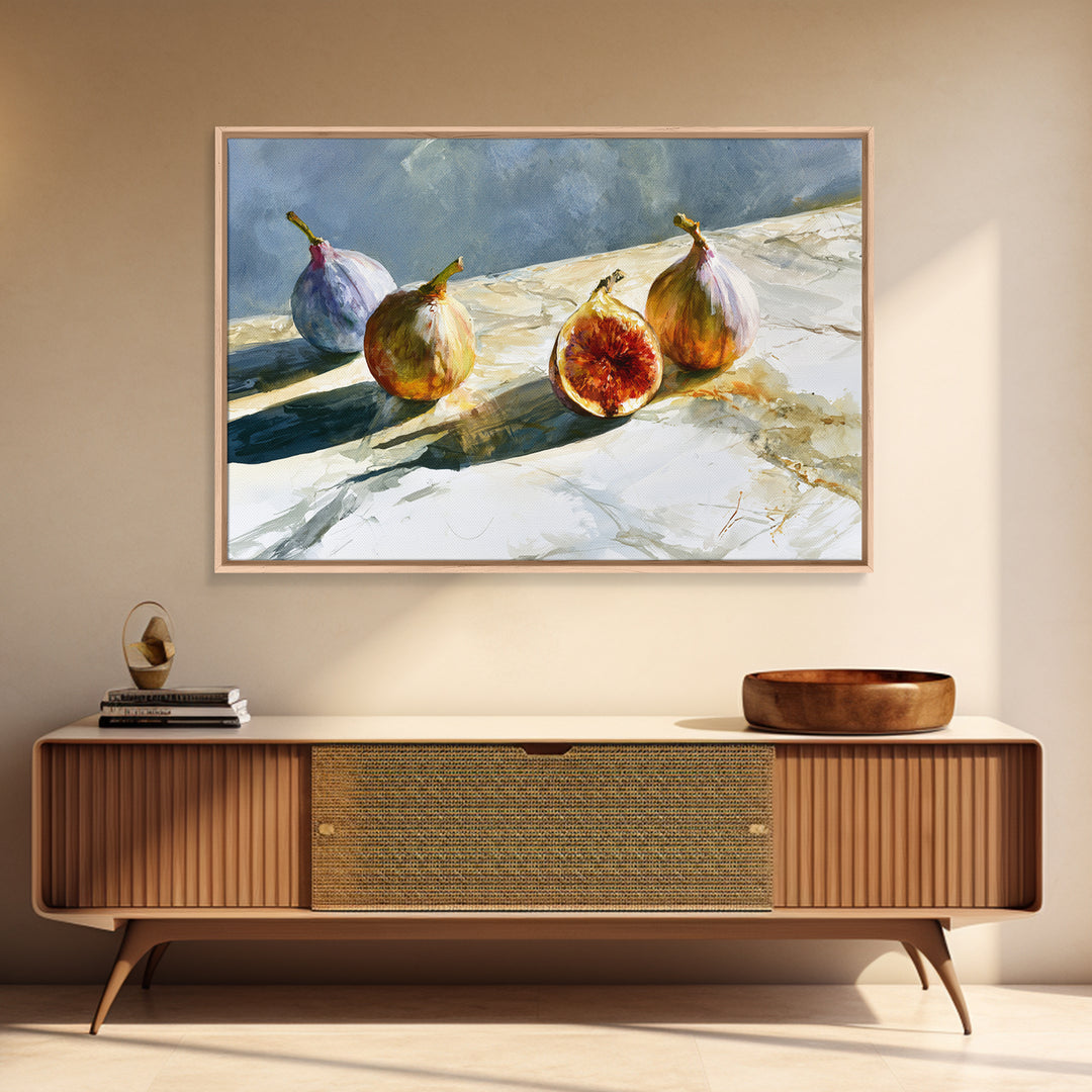 Figs on Marble Framed Canvas Print, Dining Room Art, Gallery Decor, Dining Room Decor, Fine Art, Dining, Minimalist Decor, DRA-3x2-99