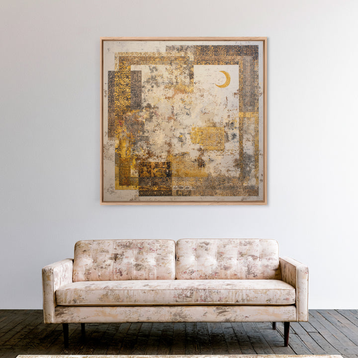 Abstract Shapes Layered Framed Canvas Print, Eclectic Art, Boho Decor, Living Room Decor, Abstract Art, Eclectic, Home Decor, ECL-1x1-100