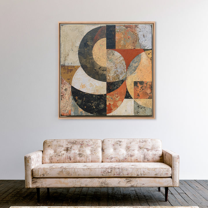 Abstract Shapes Layered Framed Canvas Print, Eclectic Art, Art Prints, Living Room Decor, Fine Art, Eclectic, Abstract Art, ECL-1x1-28
