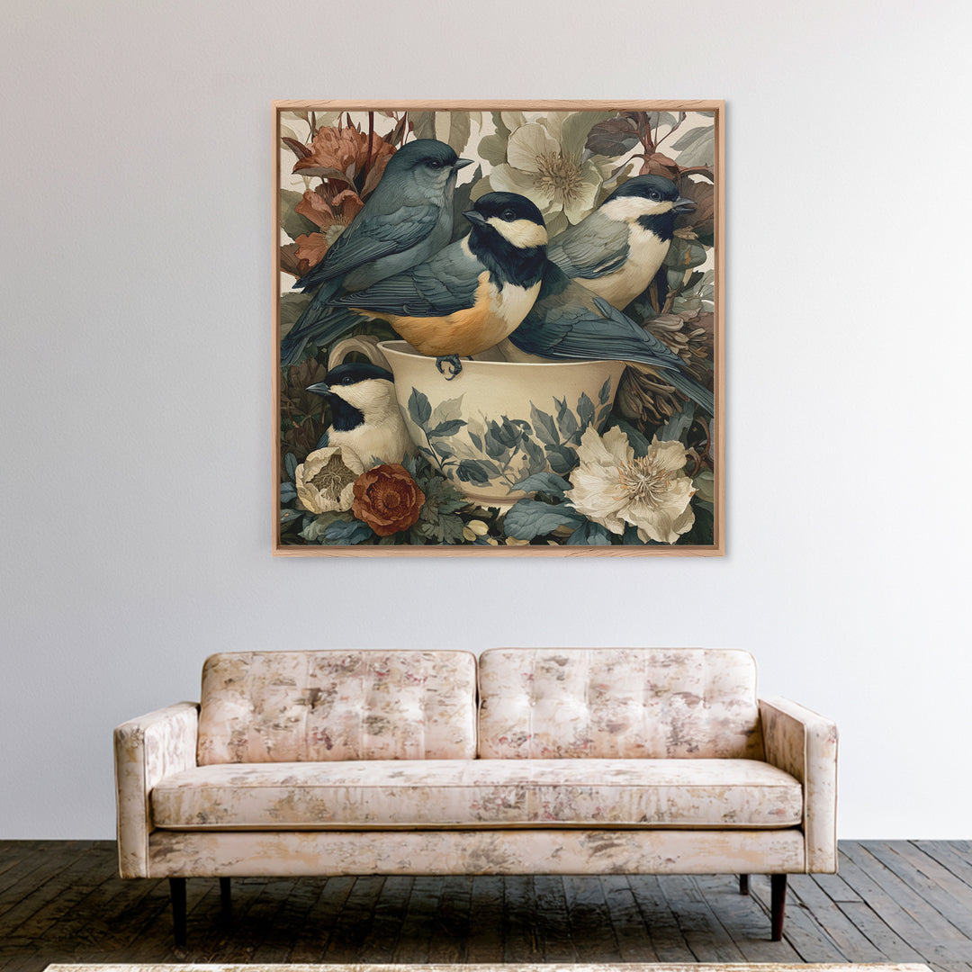Odd Dream Garden Framed Canvas Print, Eclectic Art, Art Prints, Living Room Decor, Oil Painting, Eclectic, Abstract Art, ECL-1x1-41