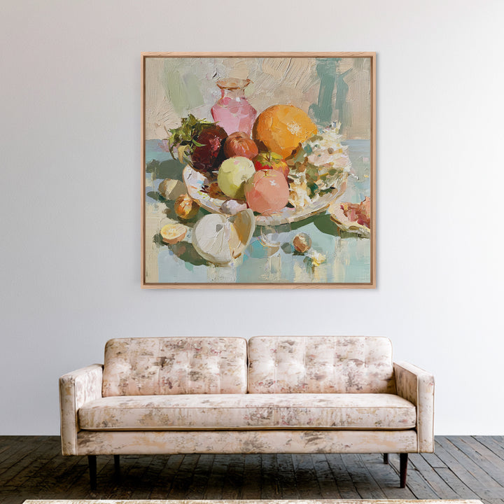 Bold Maximalist Still Life Framed Canvas Print, Eclectic Art, Modern Decor, Living Room Decor, Oil Painting, Eclectic, ECL-1x1-51