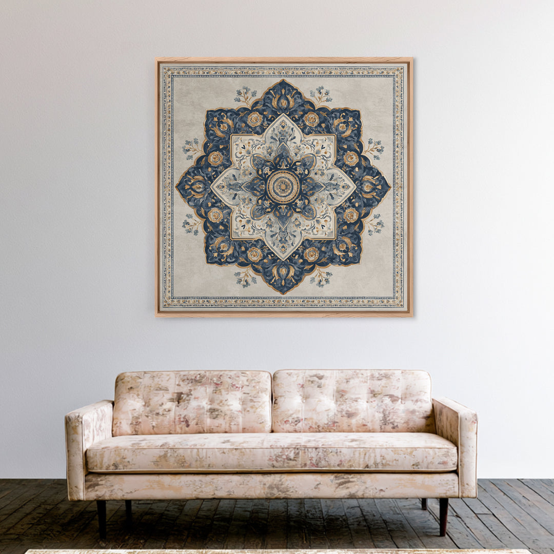 Layered Tapestry Pattern Framed Canvas Print, Eclectic Art, Portrait, Living Room Decor, Fine Art, Eclectic, Modern Decor, ECL-1x1-64