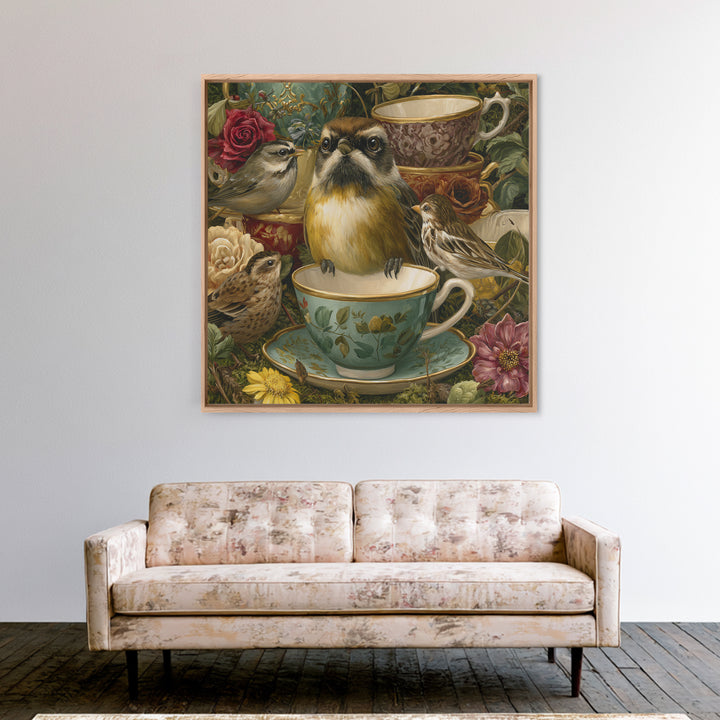 Odd Dream Garden Framed Canvas Print, Eclectic Art, Art Prints, Living Room Decor, Oil Painting, Eclectic, Abstract Art, ECL-1x1-65