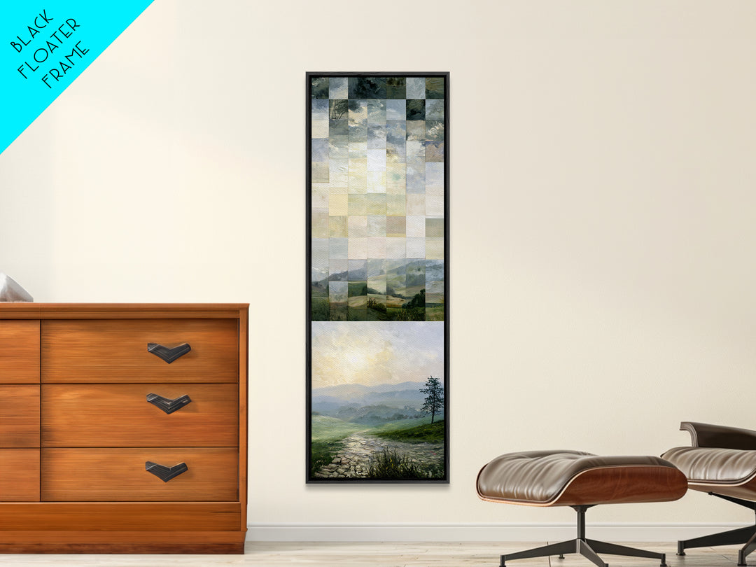 Bohemian Patchwork Landscape Canvas Print, Eclectic Art, Artwork, Living Room Decor, Eclectic, Boho Decor, Gallery Decor, ECL-1x3-12