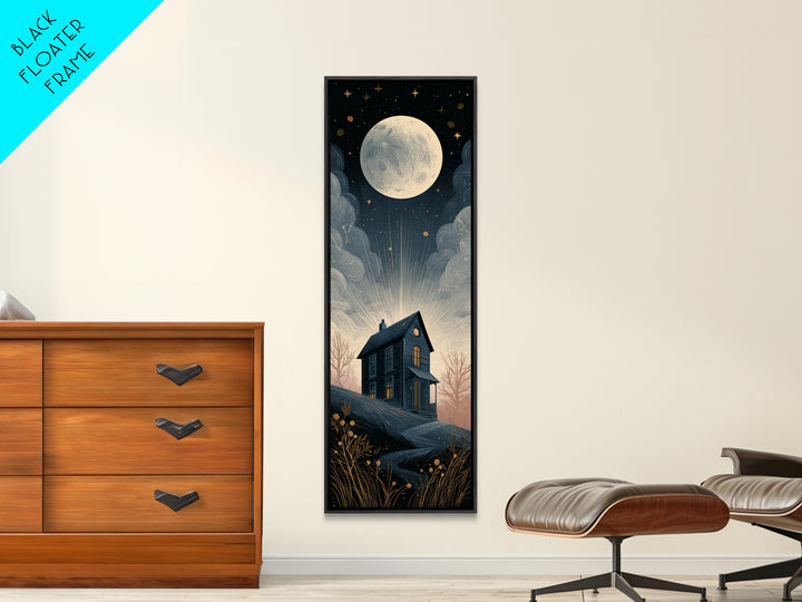 Folk Art House Canvas Print, Eclectic Art, Minimalist Decor, Living Room Decor, Fine Art, Eclectic, Printable Wall Art, ECL-1x3-43