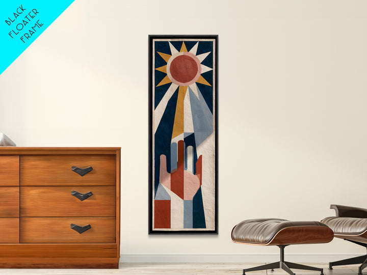 Geometric Sun and Hand Motif Canvas Print, Eclectic Art, Digital Prints, Living Room Decor, Fine Art, Eclectic, Original Art, ECL-1x3-51