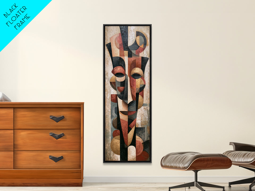 Abstract Mask with Playful Textures Canvas Print, Eclectic Art, Fine Art Print, Living Room Decor, Fine Art, Eclectic, ECL-1x3-56
