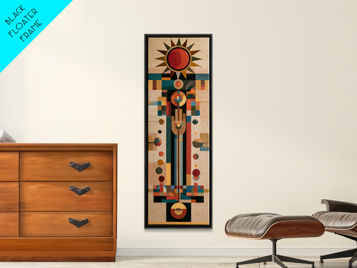 Geometric Sun and Hand Motif Framed Canvas Print, Eclectic Art, Wall Art Prints, Living Room Decor, Fine Art, Eclectic, ECL-1x3-75