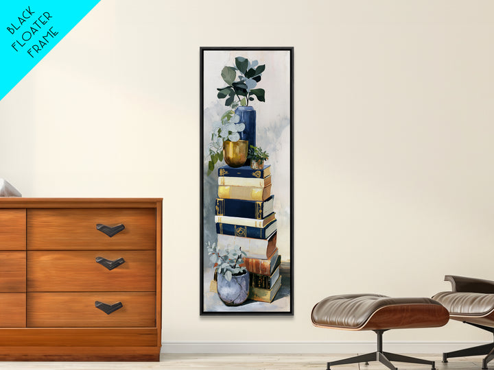 Colorful Book and Plant Still Life Framed Canvas Print, Eclectic Art, Art Print, Living Room Decor, Fine Art, Eclectic, ECL-1x3-83