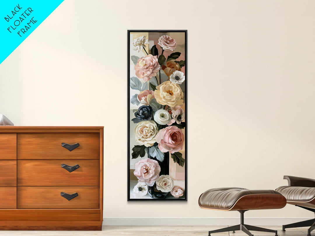 Retro Futurist Vase of Flowers Canvas Print, Eclectic Art, Living Room Decor, Watercolor Art, Eclectic, Abstract Art, ECL-1x3-94