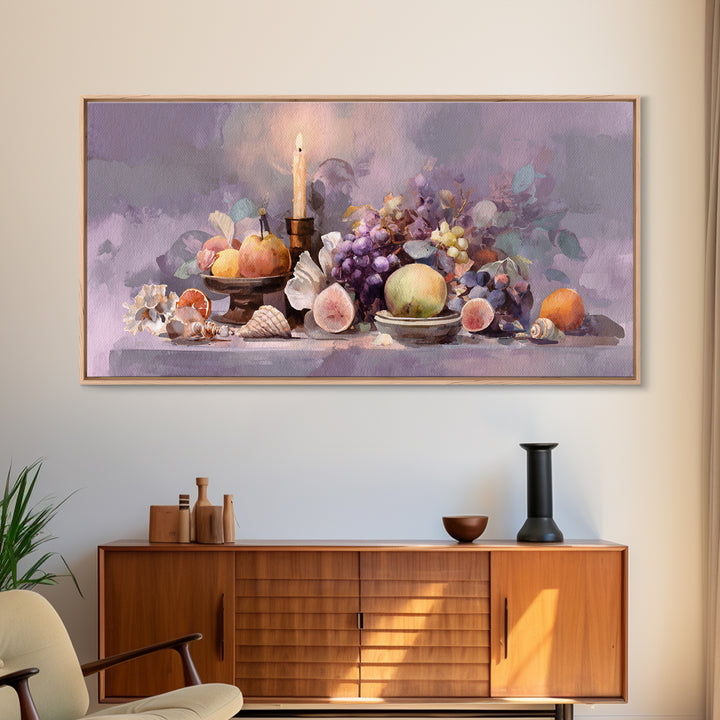 Unexpected Lobster and Lemons Still Life Framed Canvas Print, Eclectic Art, Living Room Decor, Watercolor Art, Eclectic, ECL-2x1-14