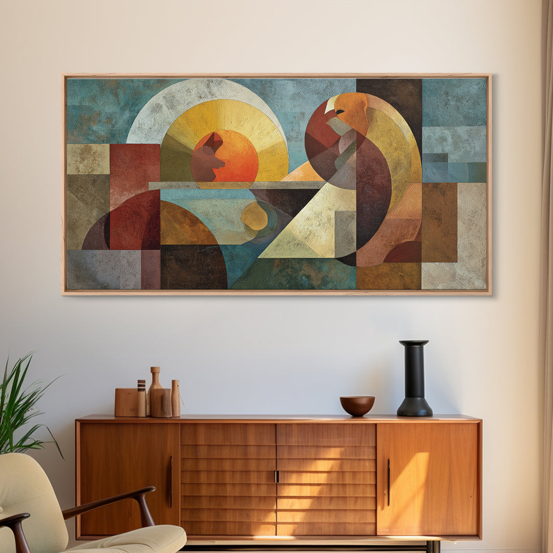 Playful Checkerboard Landscape Framed Canvas Print, Eclectic Art, Printable Art, Living Room Decor, Fine Art, Eclectic, ECL-2x1-29