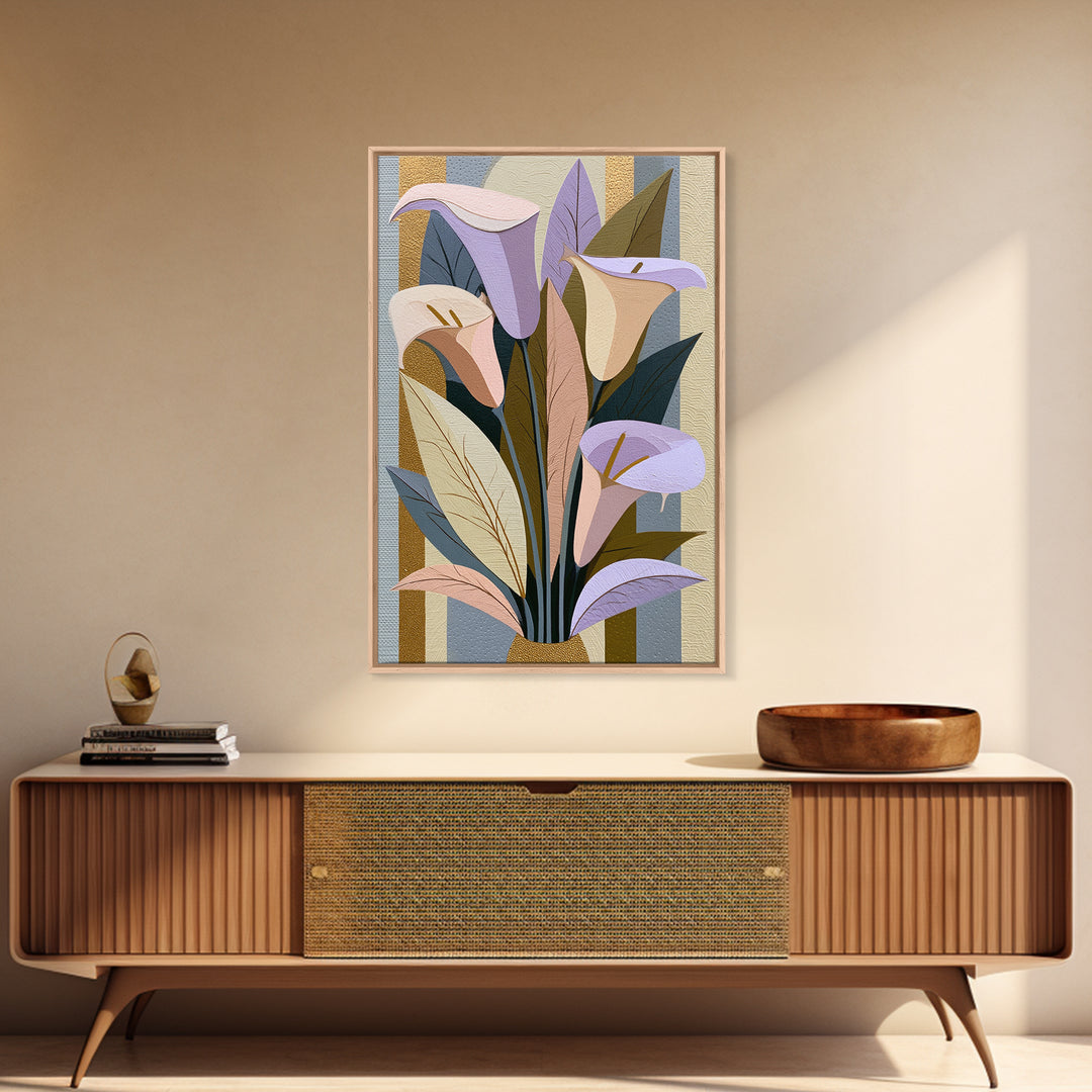 Retro Futurist Vase of Flowers Framed Canvas Print, Eclectic Art, Printables, Living Room Decor, Eclectic, Boho Wall Art, ECL-2x3-18