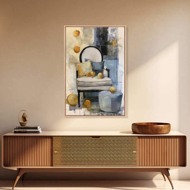 Whimsical Chair Still Life Framed Canvas Print, Eclectic Art, Original Painting, Living Room Decor, Fine Art, Eclectic, ECL-2x3-22