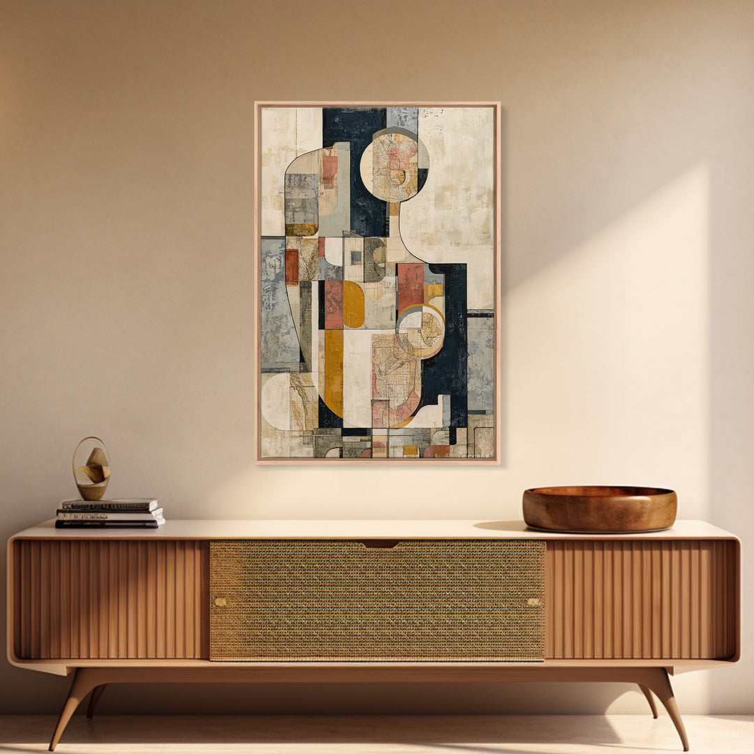 Abstract Shapes Layered Framed Canvas Print, Eclectic Art, Digital Prints, Living Room Decor, Abstract Art, Eclectic, ECL-2x3-36