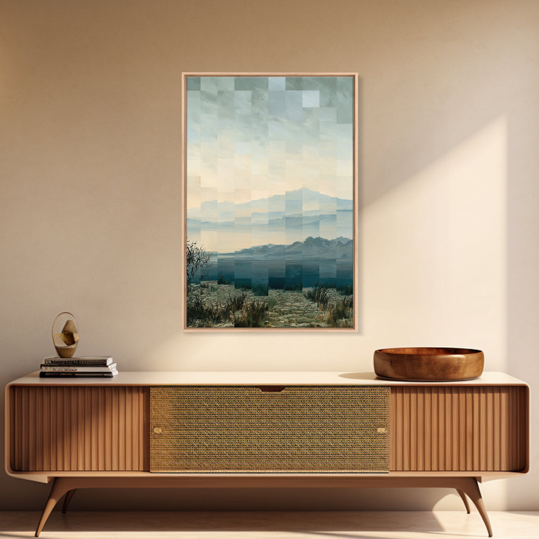 Playful Checkerboard Landscape Framed Canvas Print, Eclectic Art, Dopamine Decor, Living Room Decor, Fine Art, Eclectic, ECL-2x3-41
