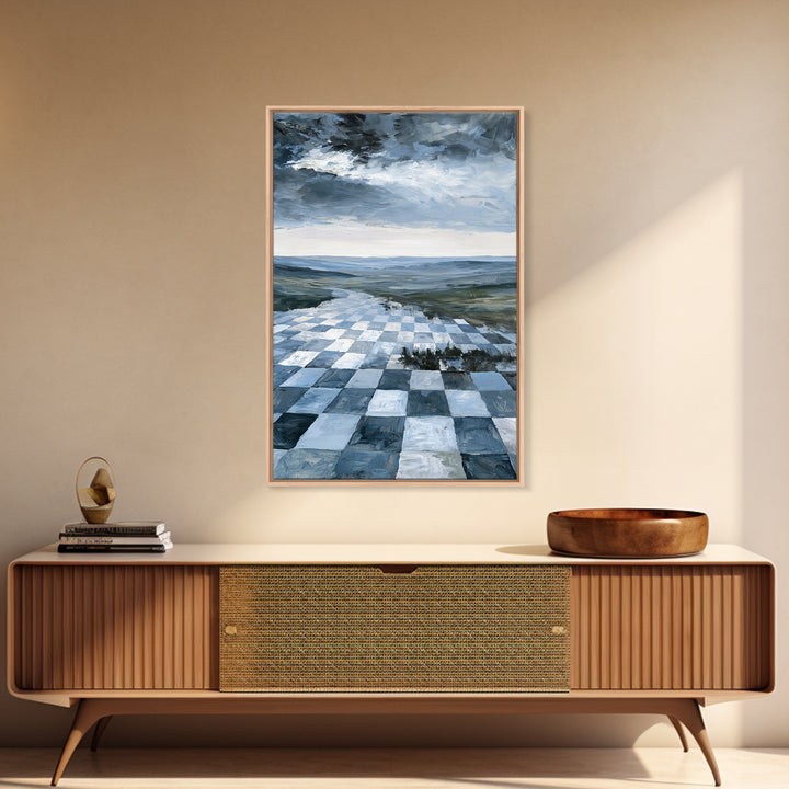 Playful Checkerboard Landscape Canvas Print, Eclectic Art, Modern Decor, Living Room Decor, Oil Painting, Eclectic, Wall Decor, ECL-2x3-65