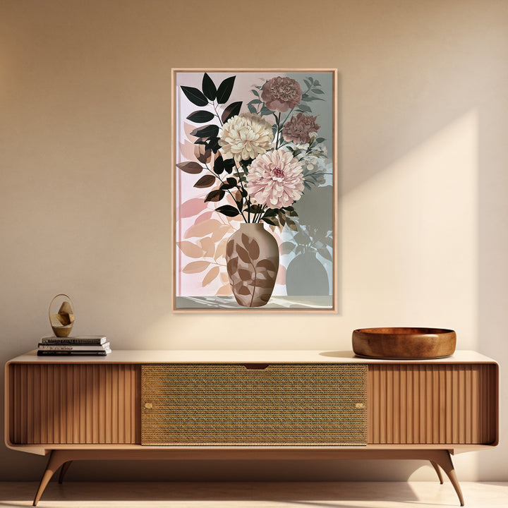 Retro Futurist Vase of Flowers Canvas Print, Eclectic Art, Original Art, Living Room Decor, Fine Art, Eclectic, Gallery Decor, ECL-2x3-66