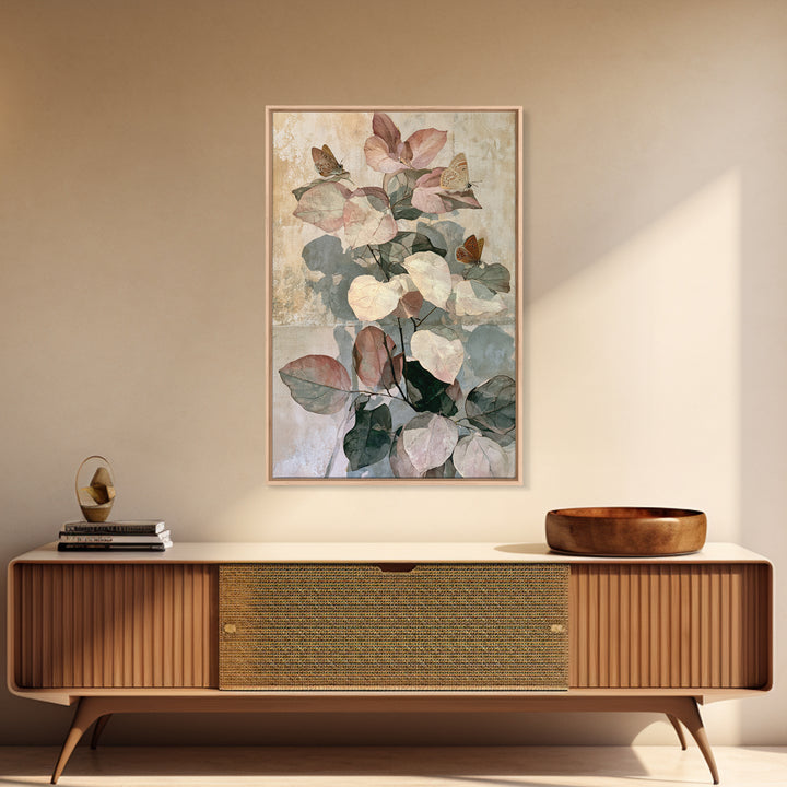 Botanical Collage with Butterflies and Old Paper Canvas Print, Eclectic Art, Fine Art Print, Living Room Decor, Eclectic, ECL-2x3-69
