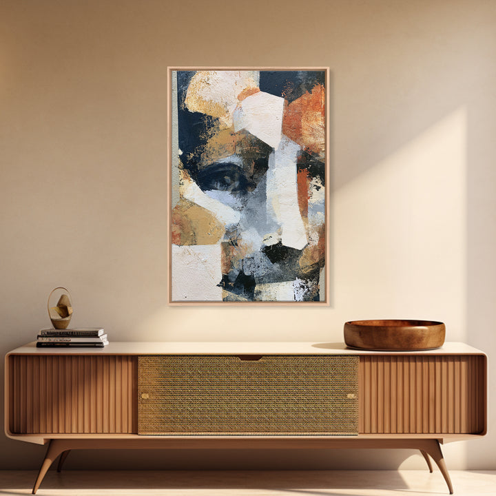 Abstract Mask with Playful Textures Framed Canvas Print, Eclectic Art, Art, Living Room Decor, Abstract Art, Eclectic, ECL-2x3-76