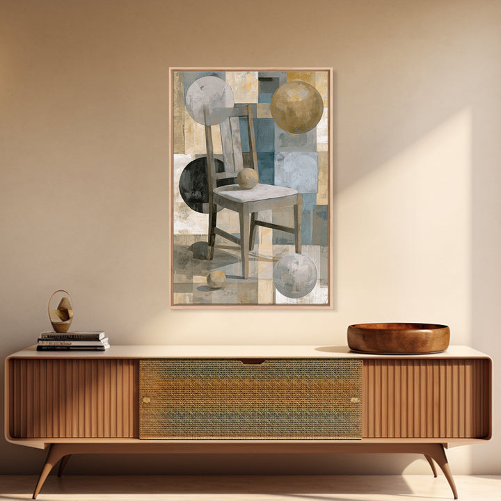 Whimsical Chair Still Life Framed Canvas Print, Eclectic Art, Living Room Decor, Fine Art, Eclectic, Textured Painting, ECL-2x3-94