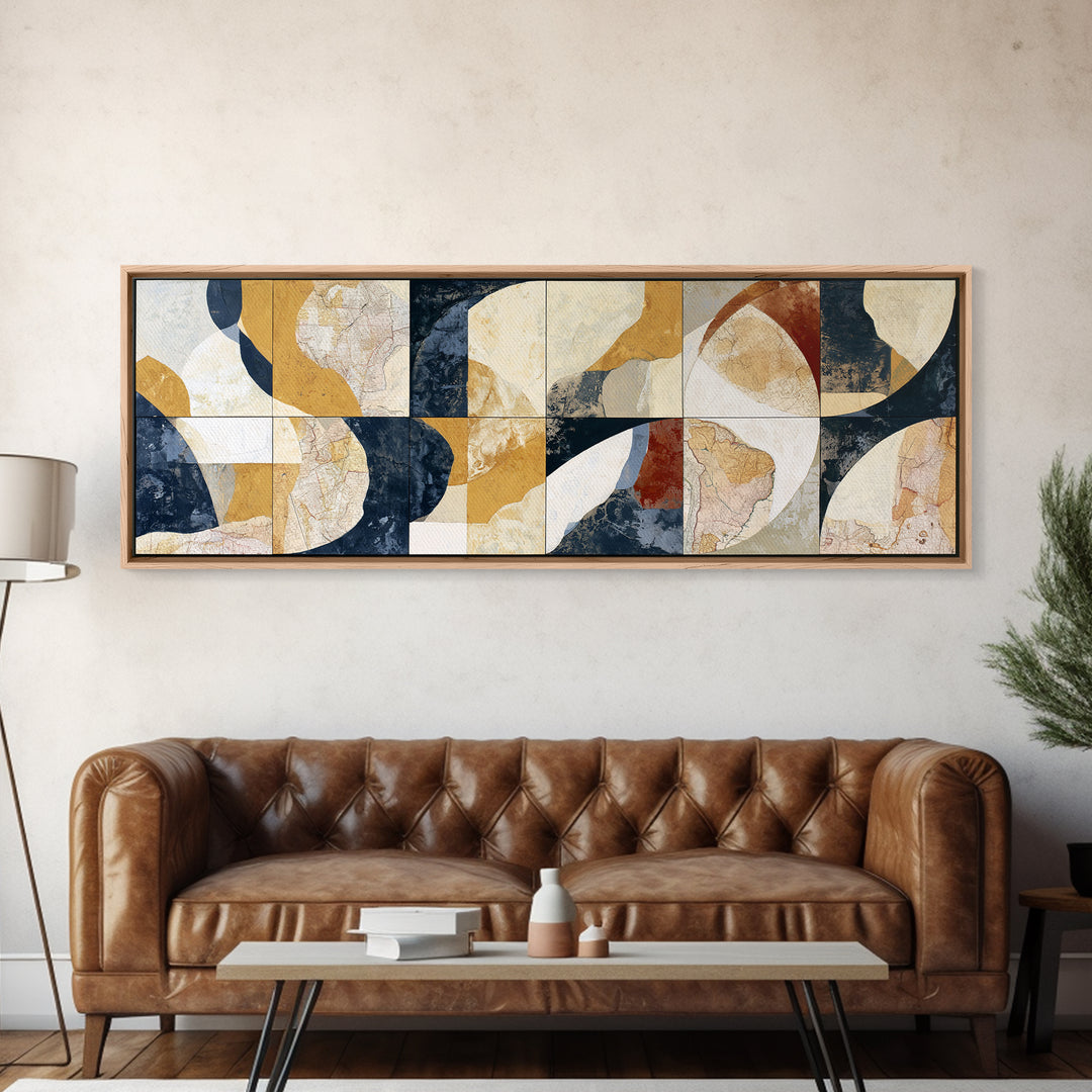 Abstract Shapes Layered Canvas Print, Eclectic Art, Unique Wall Art, Living Room Decor, Fine Art, Eclectic, Home Decor, ECL-3x1-20