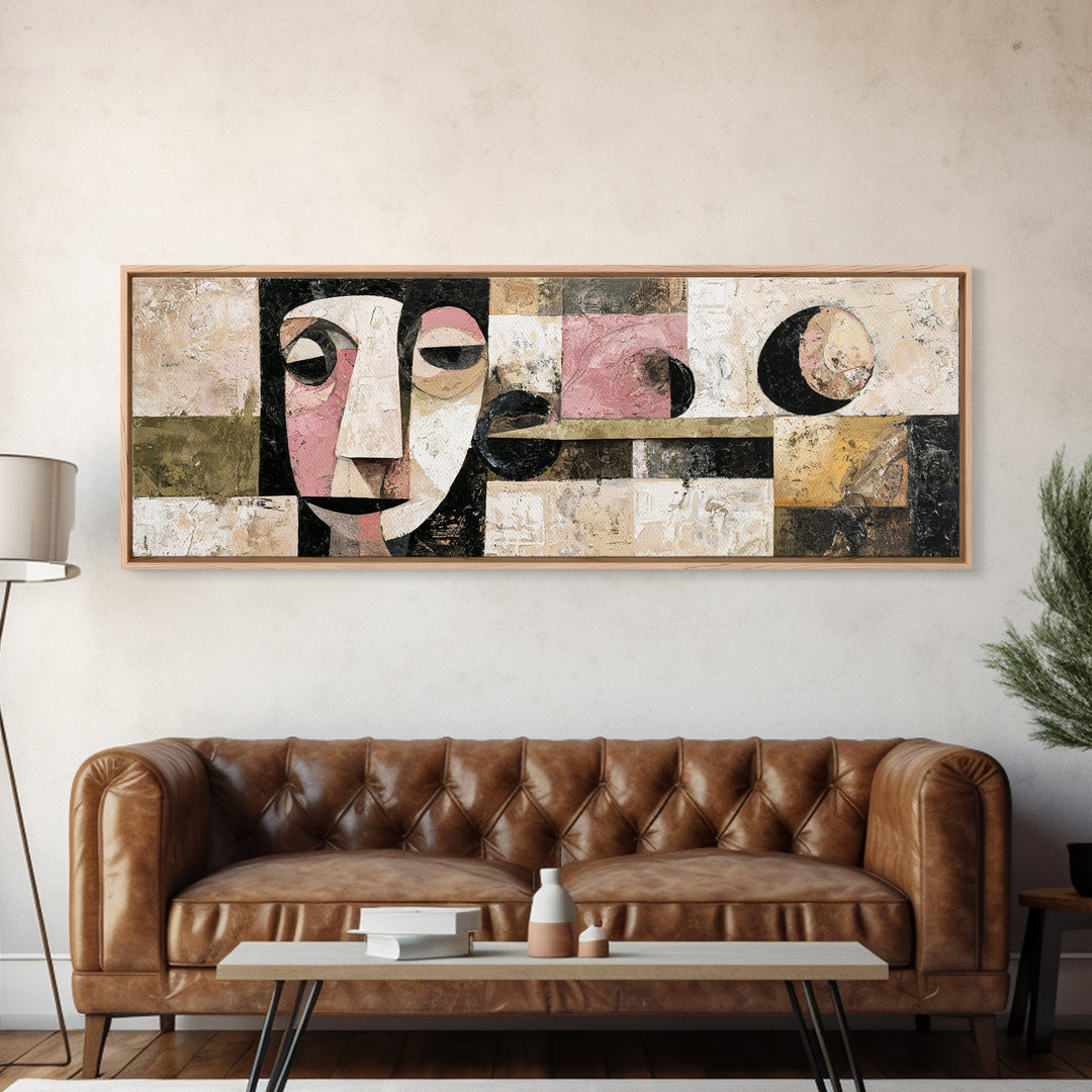 Abstract Mask with Playful Textures Canvas Print, Eclectic Art, Modern Decor, Living Room Decor, Fine Art, Eclectic, Wall Decor, ECL-3x1-36