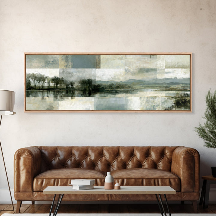 Bohemian Patchwork Landscape Canvas Print, Eclectic Art, Fine Art Print, Living Room Decor, Oil Painting, Eclectic, ECL-3x1-40