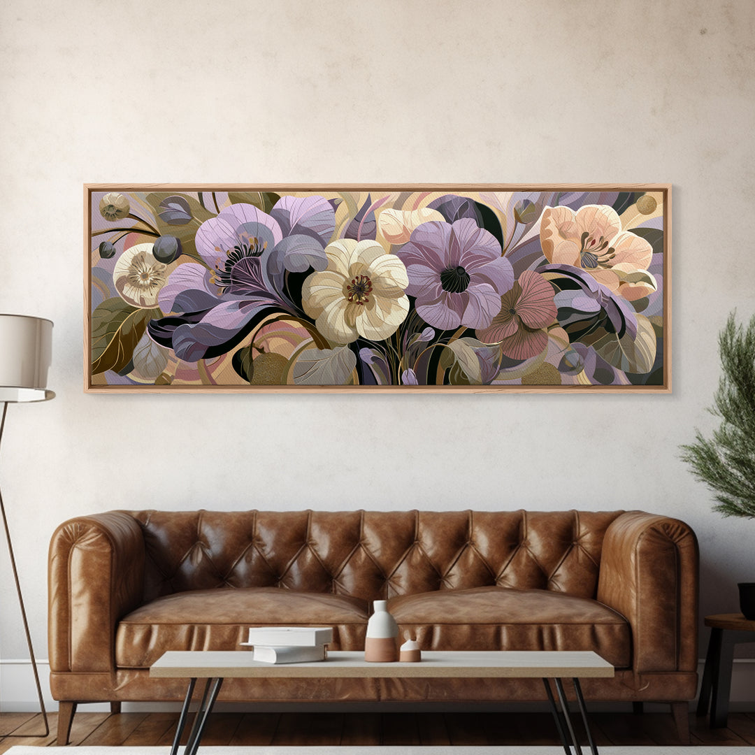 Retro Futurist Vase of Flowers Framed Canvas Print, Eclectic Art, Gallery Decor, Living Room Decor, Fine Art, Eclectic, ECL-3x1-74