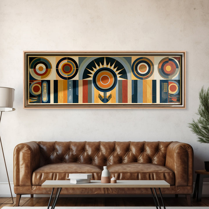 Geometric Sun and Hand Motif Framed Canvas Print, Eclectic Art, Printable Art, Living Room Decor, Abstract Art, Eclectic, ECL-3x1-79