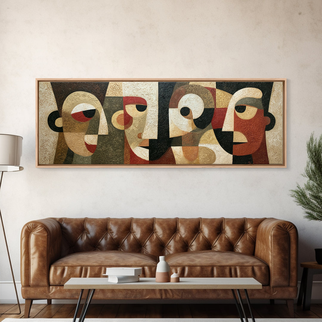 Abstract Mask with Playful Textures Framed Canvas Print, Eclectic Art, Digital Art, Living Room Decor, Abstract Art, Eclectic, ECL-3x1-84