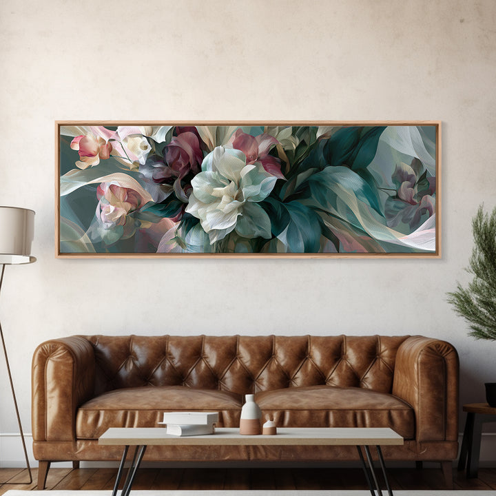 Retro Futurist Vase of Flowers Canvas Print, Eclectic Art, Luxury Decor, Living Room Decor, Oil Painting, Eclectic, Art Print, ECL-3x1-98