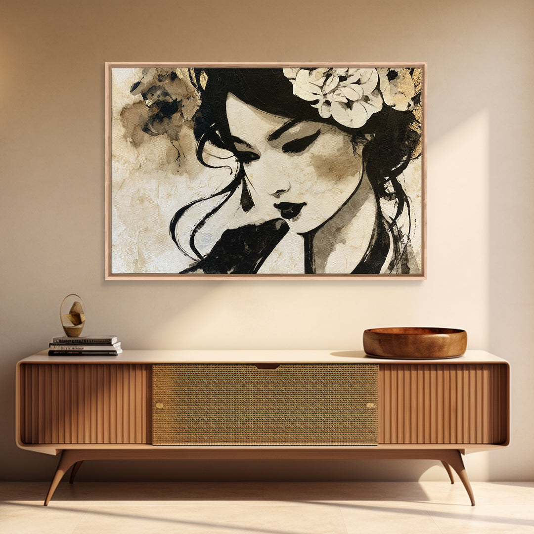 Mixed Media Woman Canvas Print, Eclectic Art, Wall Art, Living Room Decor, Oil Painting, Eclectic, Printables, ECL-3x2-12