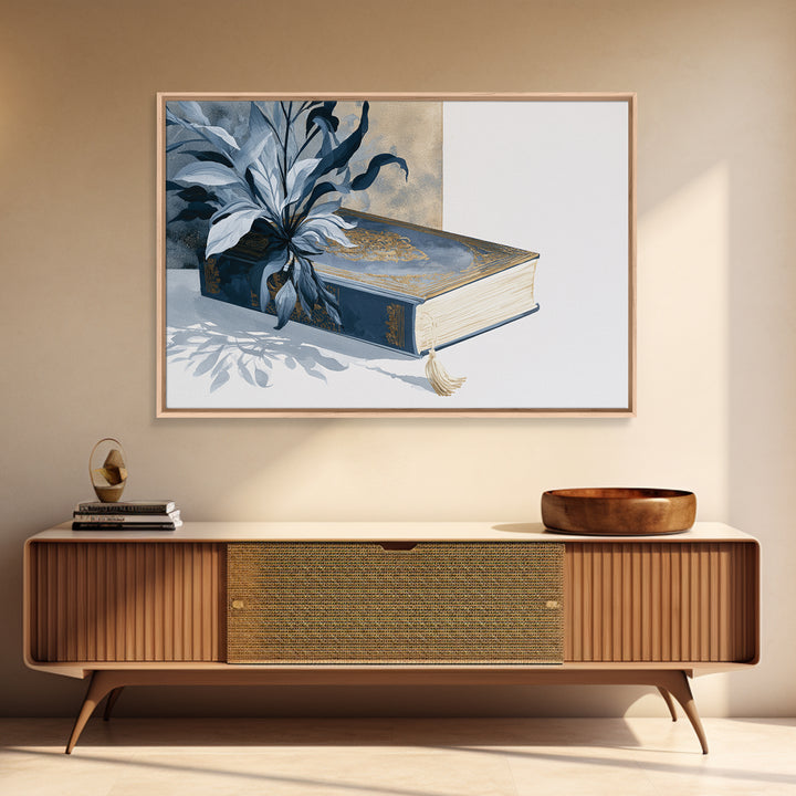 Colorful Book and Plant Still Life Framed Canvas Print, Eclectic Art, Printables, Living Room Decor, Fine Art, Eclectic, ECL-3x2-27