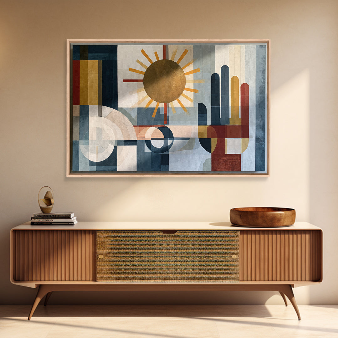 Geometric Sun and Hand Motif Canvas Print, Eclectic Art, Fine Art Print, Living Room Decor, Abstract Art, Eclectic, ECL-3x2-67