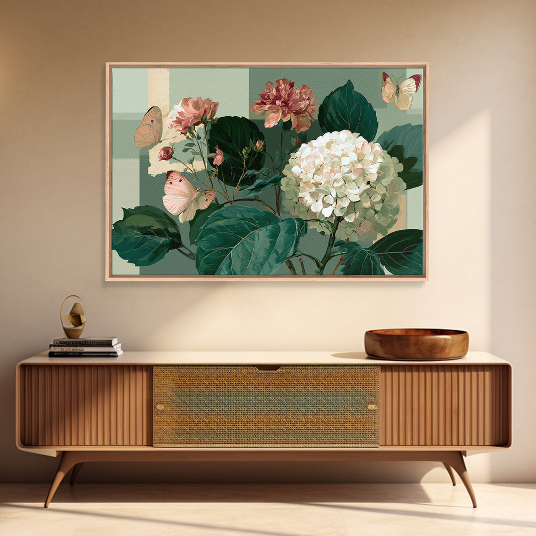 Botanical Collage with Butterflies and Old Paper Canvas Print, Eclectic Art, Printable, Living Room Decor, Fine Art, Eclectic, ECL-3x2-89