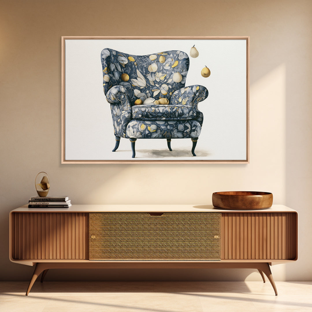 Whimsical Chair Still Life Framed Canvas Print, Eclectic Art, Luxury Decor, Living Room Decor, Fine Art, Eclectic, Art Print, ECL-3x2-90