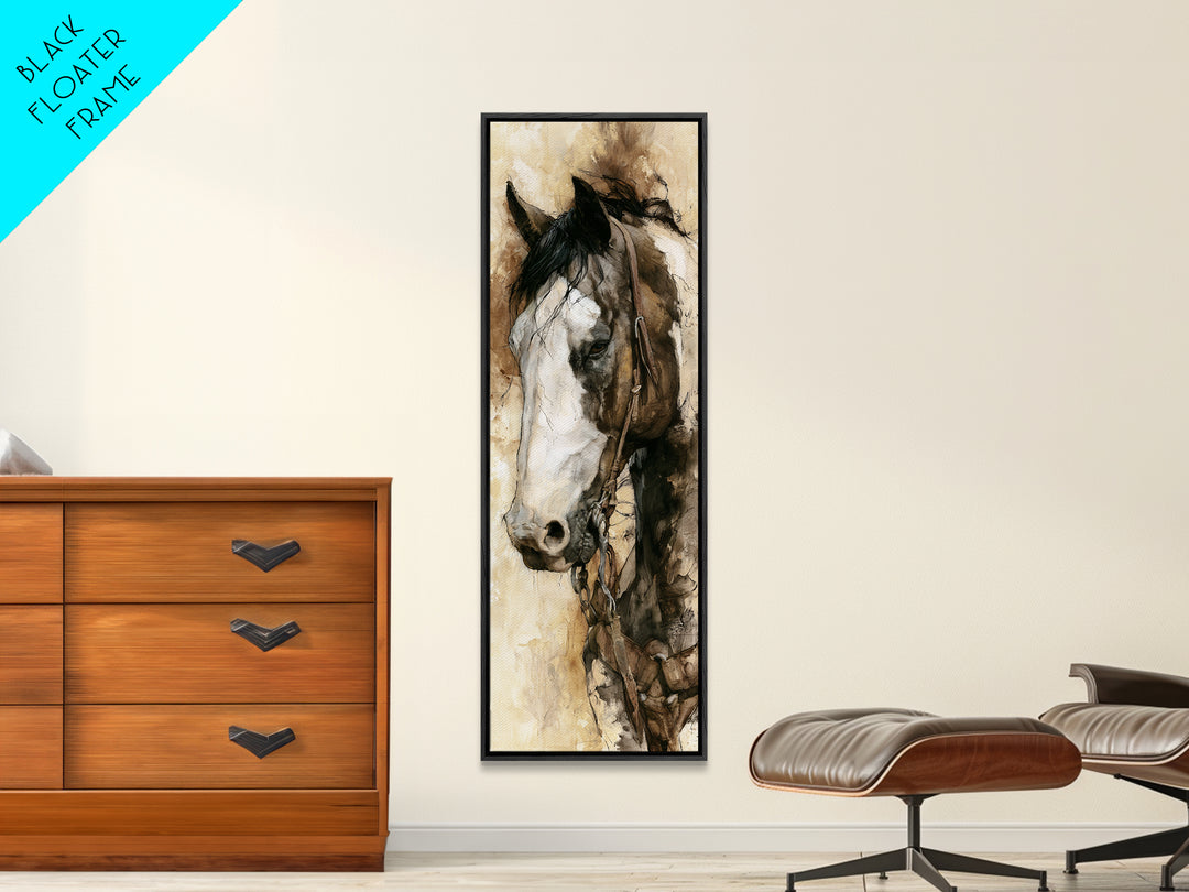 Horse Head Rendered Canvas Print, Equestrian Art, Gallery Wall Art, Living Room Decor, Fine Art, Equestrian, Textured Painting, EQU-1x3-18