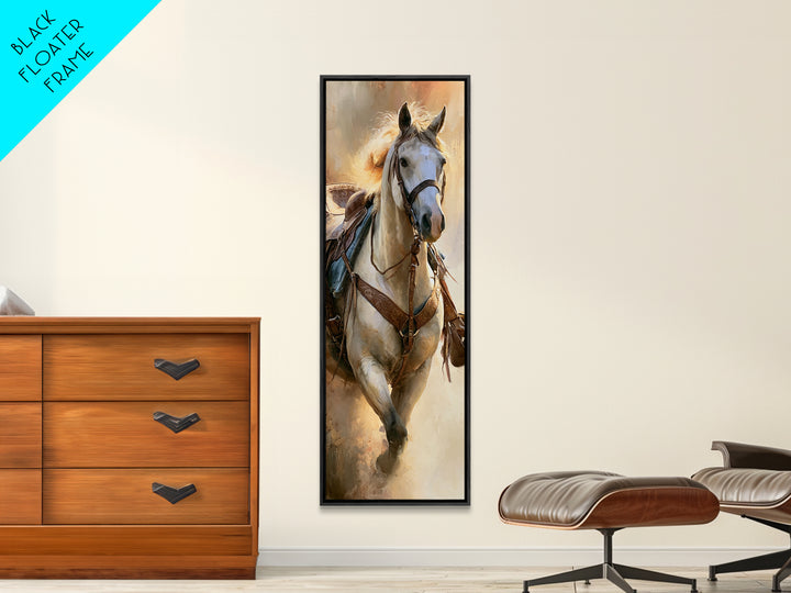 Dressage Horse in Refined Classical Pose Canvas Print, Equestrian Art, Green Wall Art, Living Room Decor, Fine Art, Equestrian, EQU-1x3-22