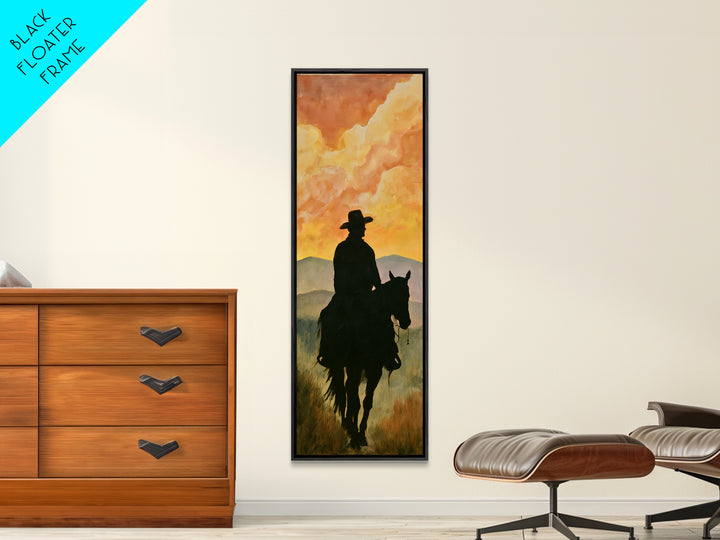 Equestrian Rider Silhouette at Sunrise Canvas Print, Equestrian Art, French Country Decor, Living Room Decor, Equestrian, EQU-1x3-87