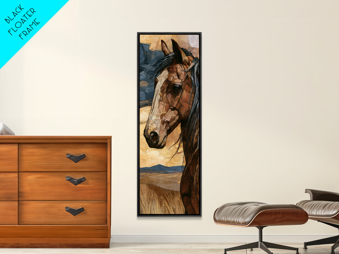 Horse Head Rendered Canvas Print, Equestrian Art, Art Print, Living Room Decor, Abstract Art, Equestrian, Large Wall Art, EQU-1x3-90