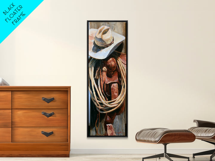 Cowgirl Hat and Reins Still Life Canvas Print, Equestrian Art, Gallery Wall, Living Room Decor, Fine Art, Equestrian, EQU-1x3-95