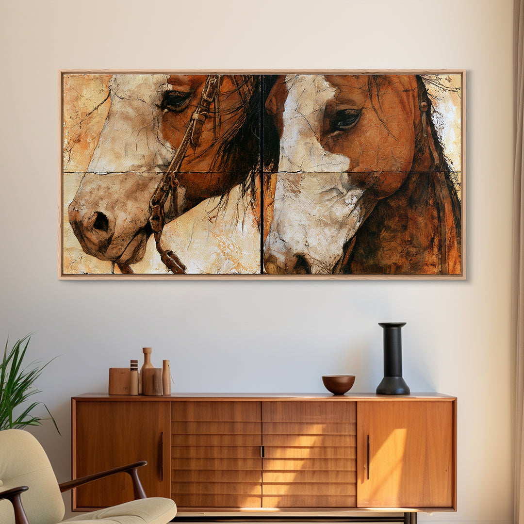 Horse Head Rendered Canvas Print, Equestrian Art, Living Room Decor, Abstract Art, Equestrian, Modern Wall Art, EQU-2x1-74