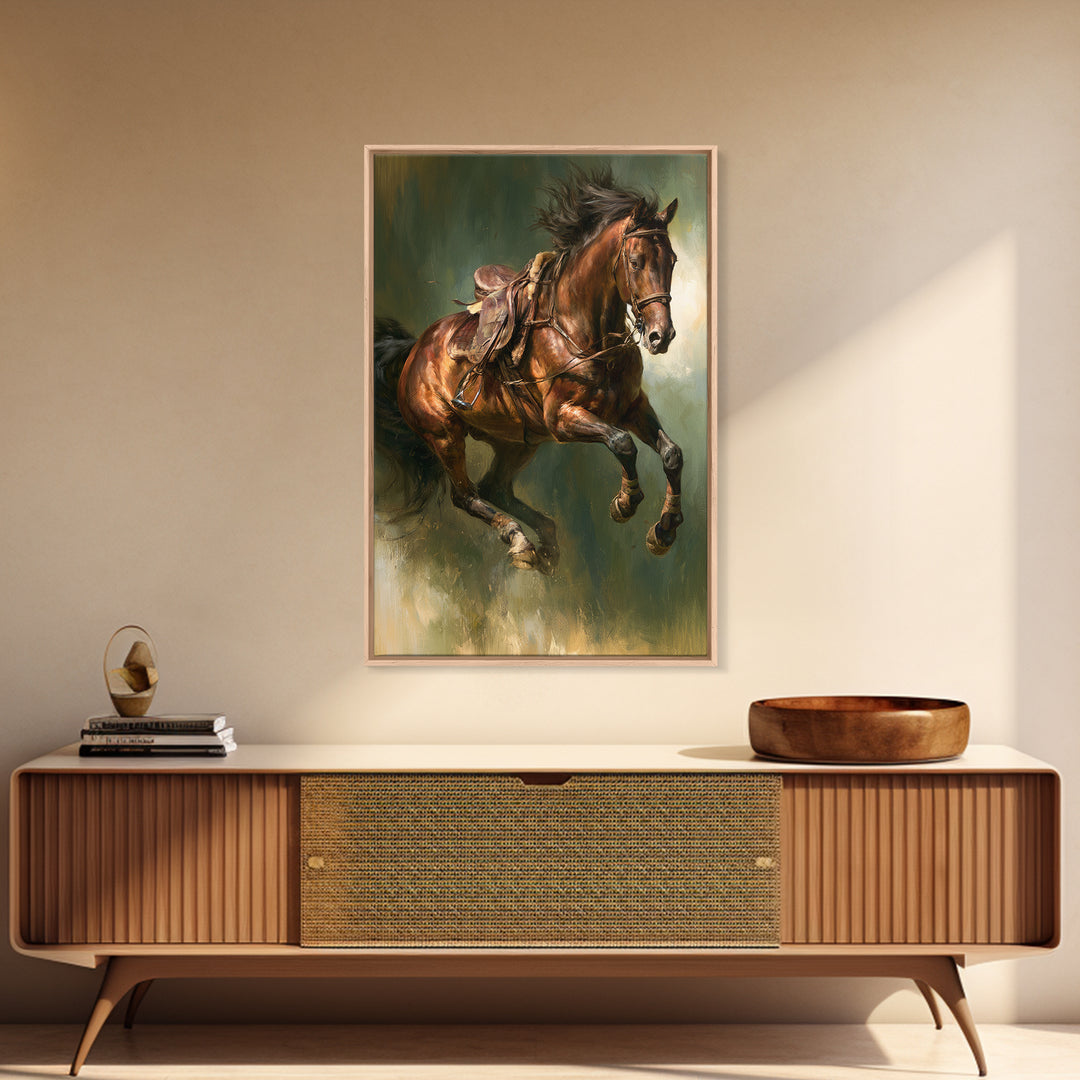 Show Jumping Horse Mid Leap Canvas Print, Equestrian Art, Gallery Decor, Living Room Decor, Fine Art, Equestrian, EQU-2x3-15