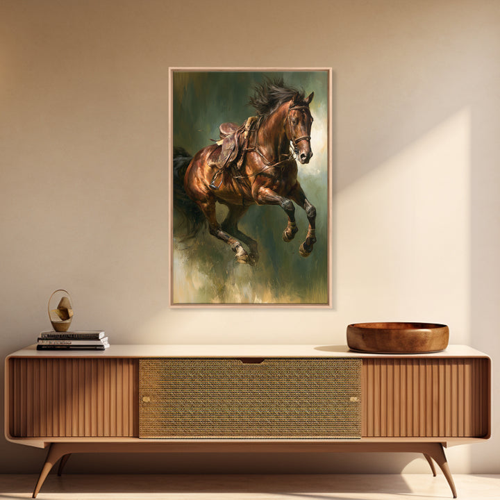 Show Jumping Horse Mid Leap Canvas Print, Equestrian Art, Gallery Decor, Living Room Decor, Fine Art, Equestrian, EQU-2x3-15