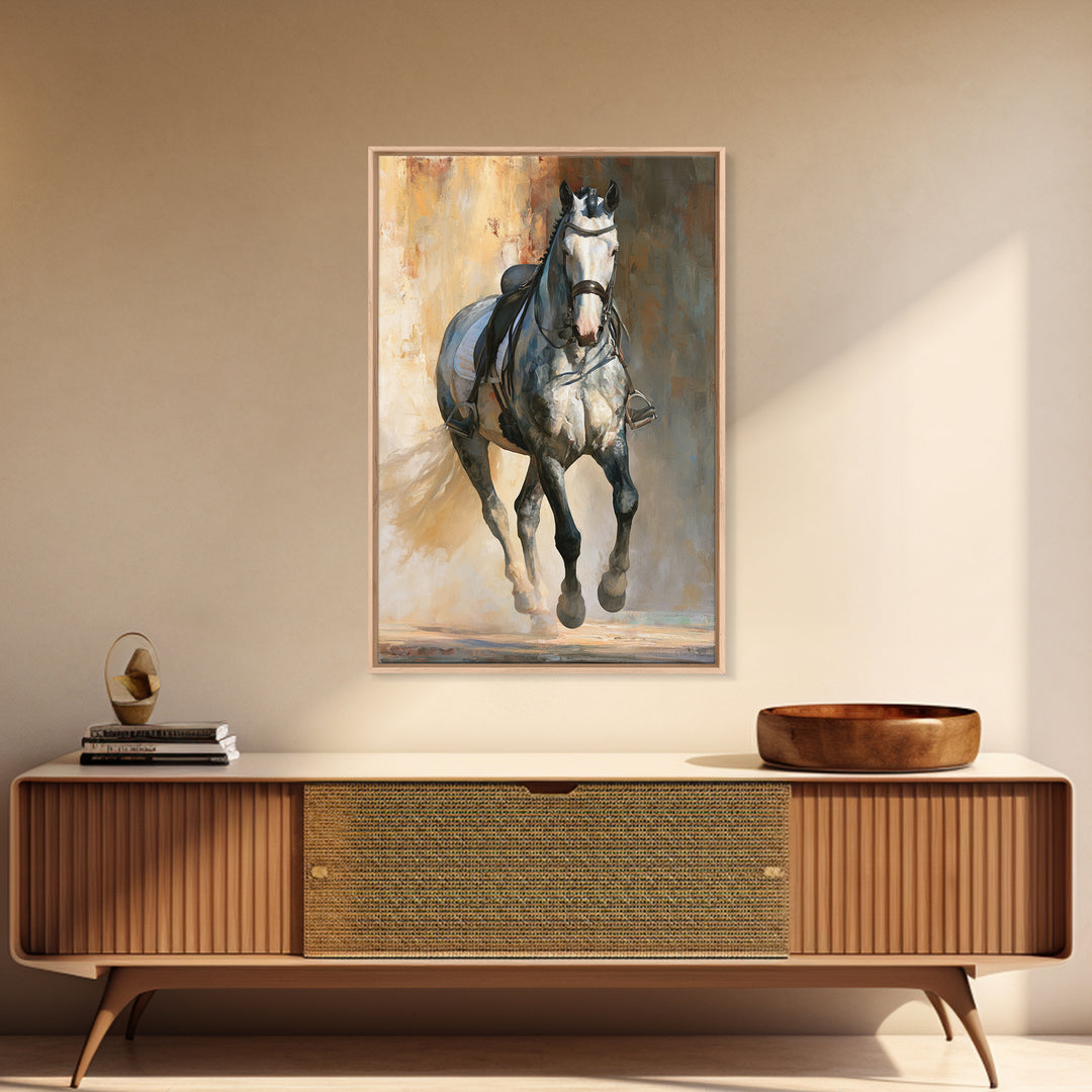 Dressage Horse in Refined Classical Pose Canvas Print, Equestrian Art, Home Decor, Living Room Decor, Oil Painting, Equestrian, EQU-2x3-66