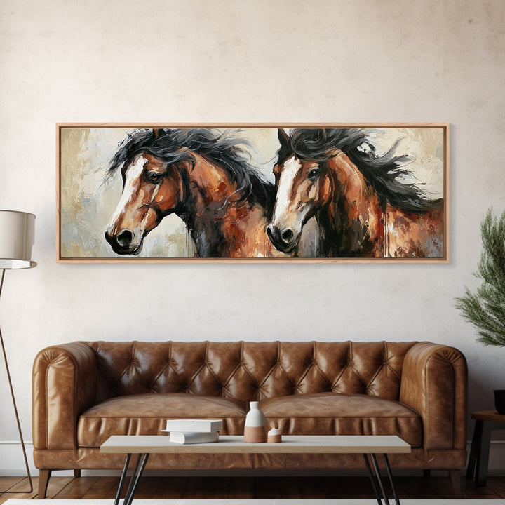 Chestnut Horse Portrait Framed Canvas Print, Equestrian Art, Farmhouse Wall Art, Living Room Decor, Fine Art, Equestrian, EQU-3x1-73