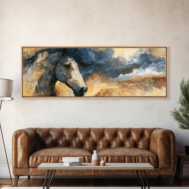 Horse Head Rendered Canvas Print, Equestrian Art, Western Decor, Living Room Decor, Abstract Art, Equestrian, EQU-3x1-94