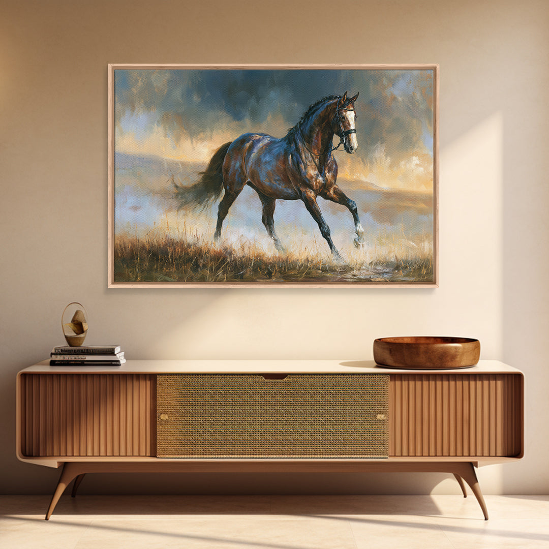 Dressage Horse in Refined Classical Pose Canvas Print, Equestrian Art, Living Room Decor, Equestrian, Farmhouse Wall Art, EQU-3x2-38